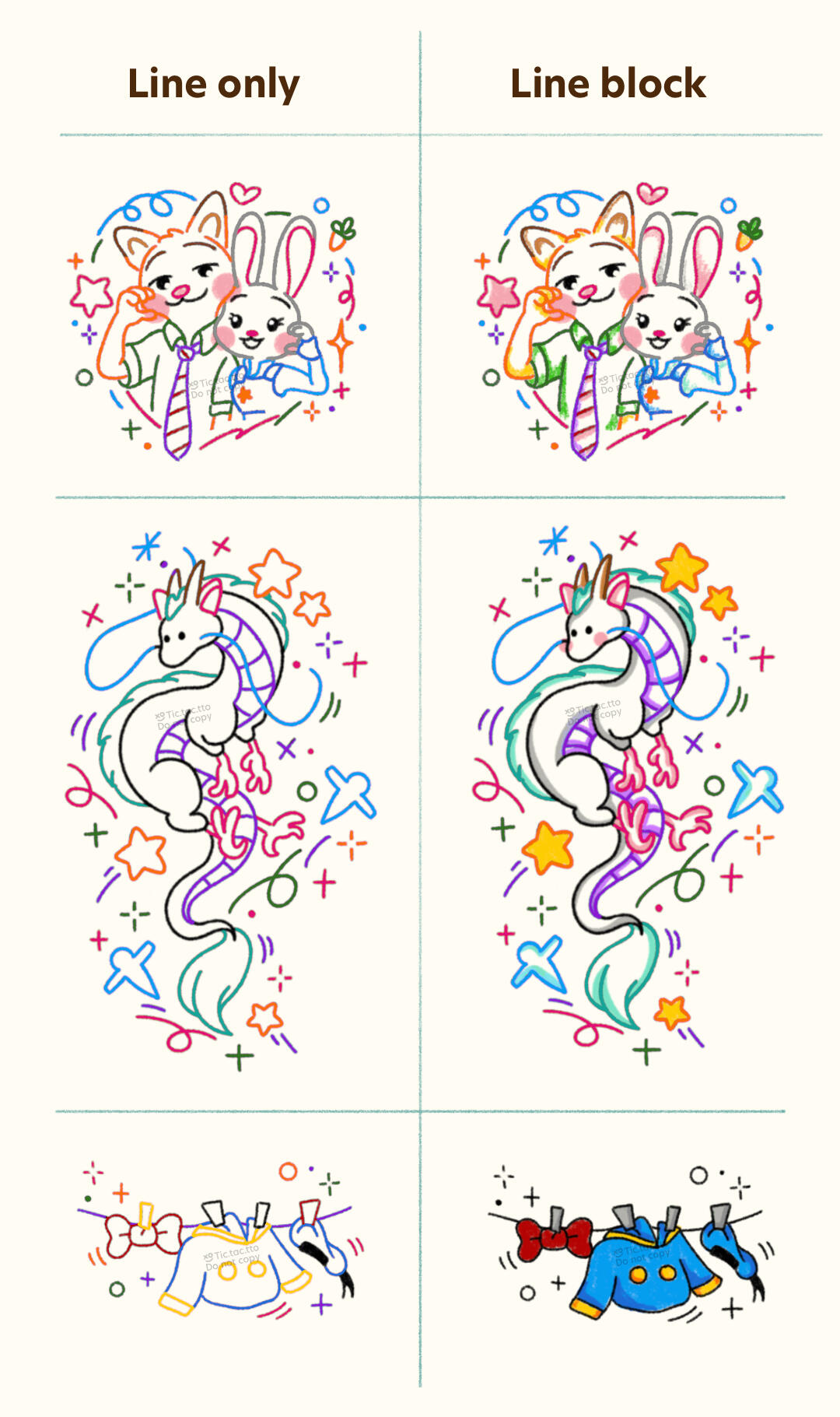 Colorful Handpoke Tattoo