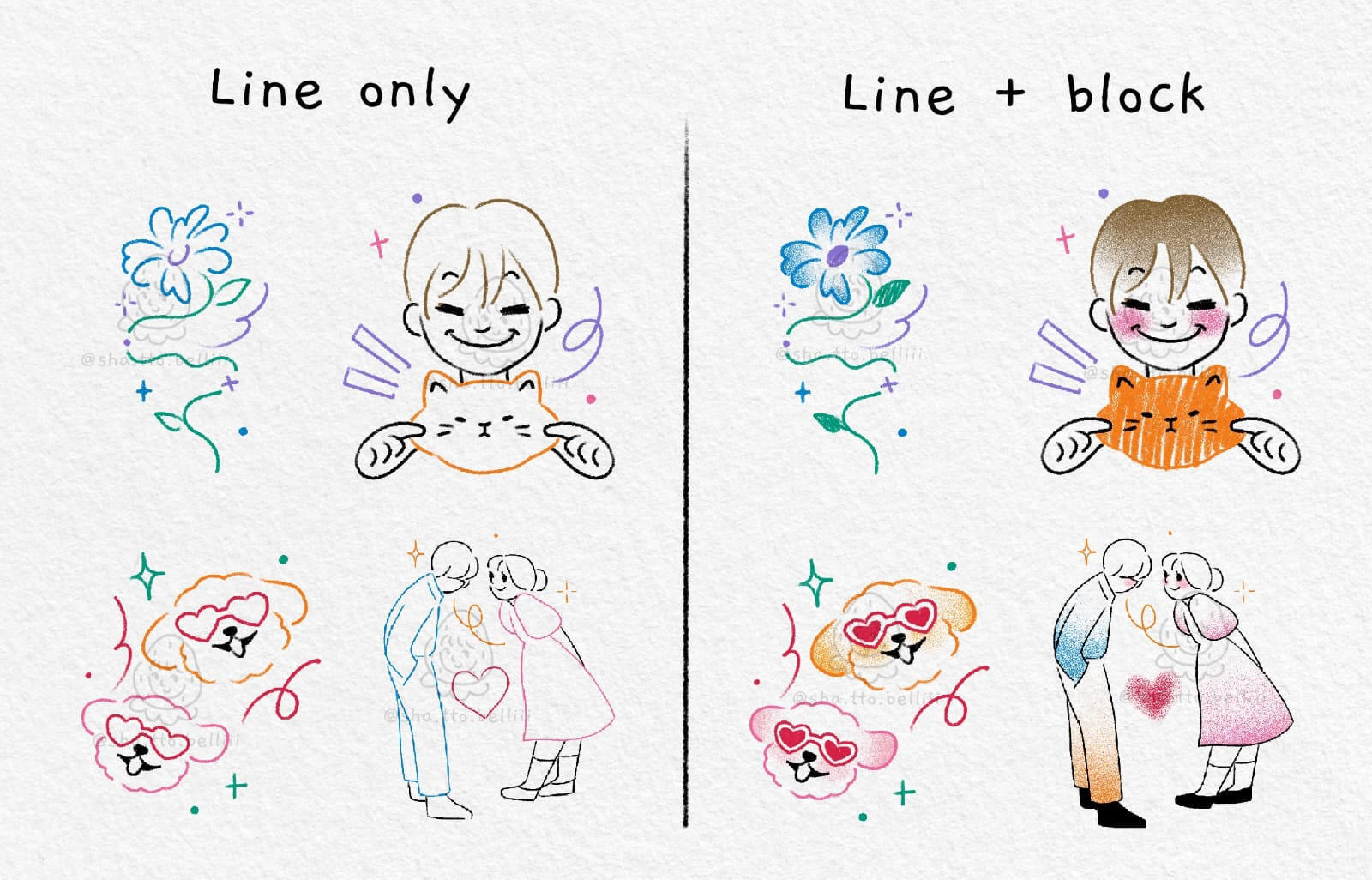 Colorful Handpoke Tattoo